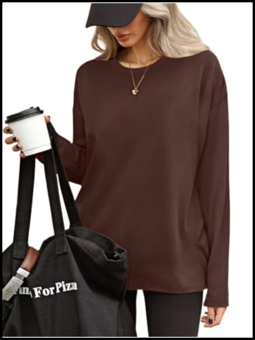 Womens Cotton Loose Fit Long Sleeve Crewneck Basic Tee Fall Top